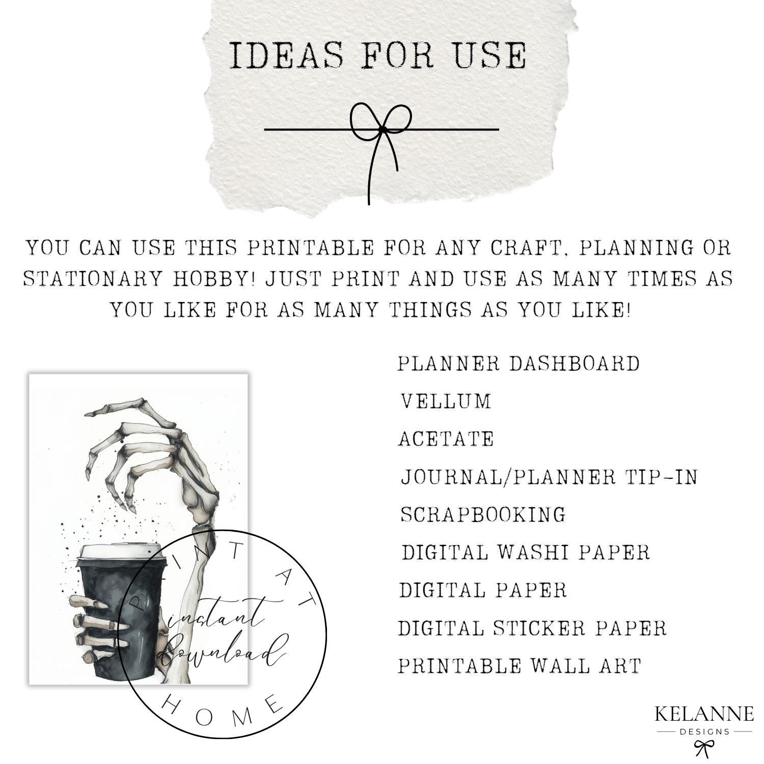 Spooky Halloween Coffee Dashboard Printable: Skeleton Hand Dashboard ...