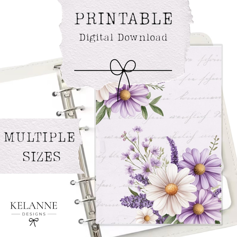 Lilac Blooms Floral Printable Dashboard, Printable Planner Dashboard ...