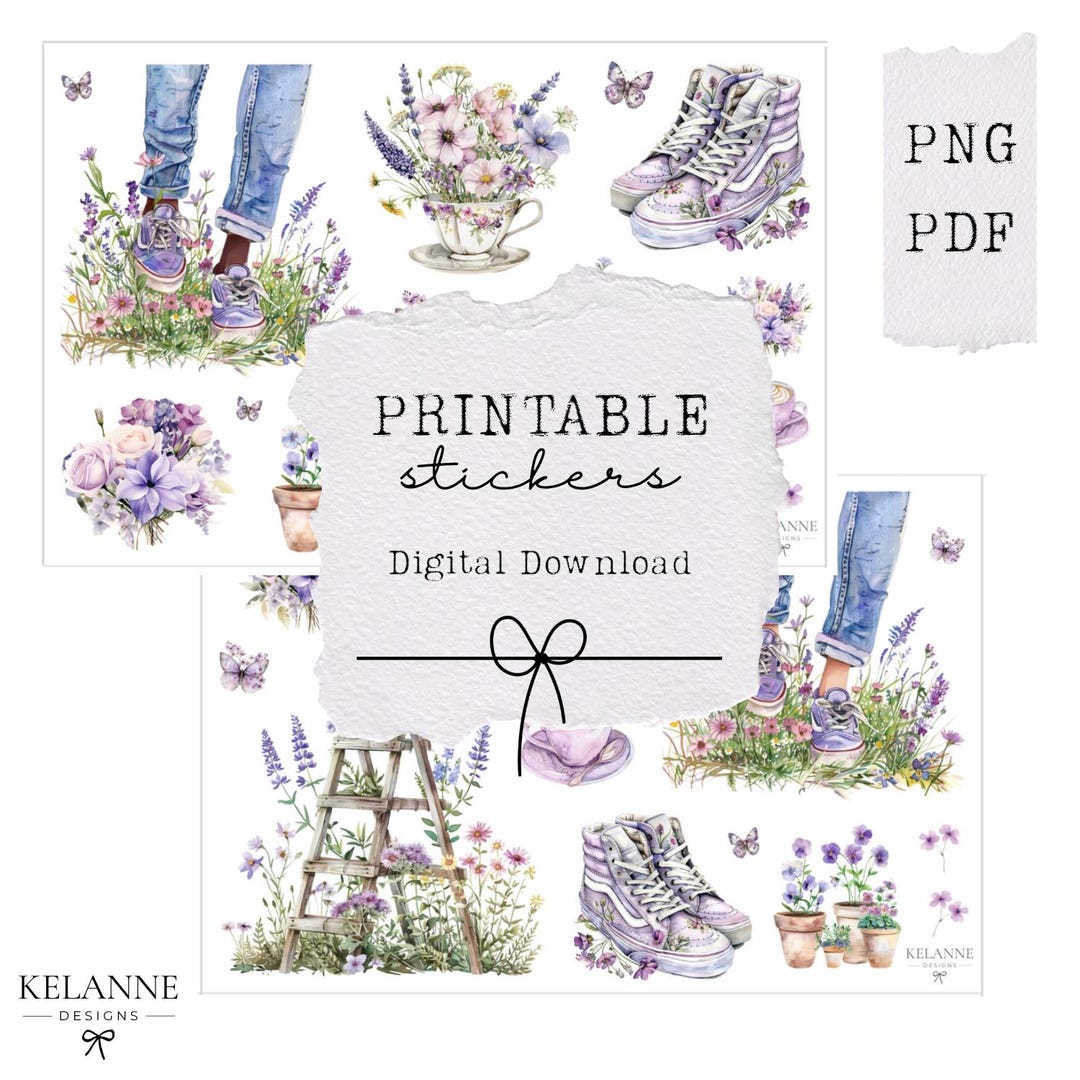 Lovely Lilac 2.1 Printable Stickers, Printable Lilac Purple Stickers ...