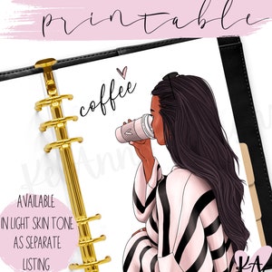 Coffee girl printable planner dashboard, coffee dashboard printable, fashion girl dashboard, coffee lover dashboard, printable planner dash