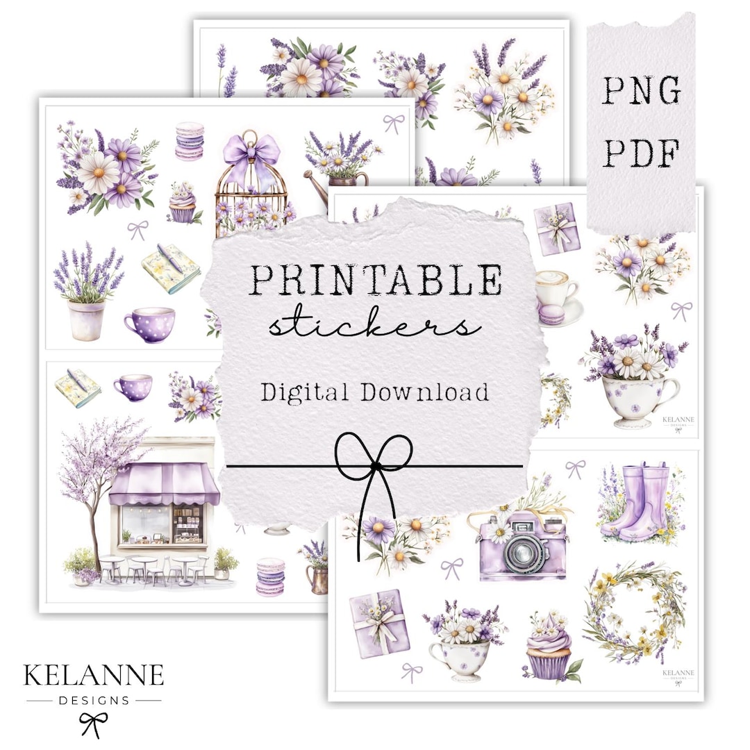 Sticker Note Lilac Lilac Blooms Printable Stickers Bundle, Lilac Blooms Journalling ...