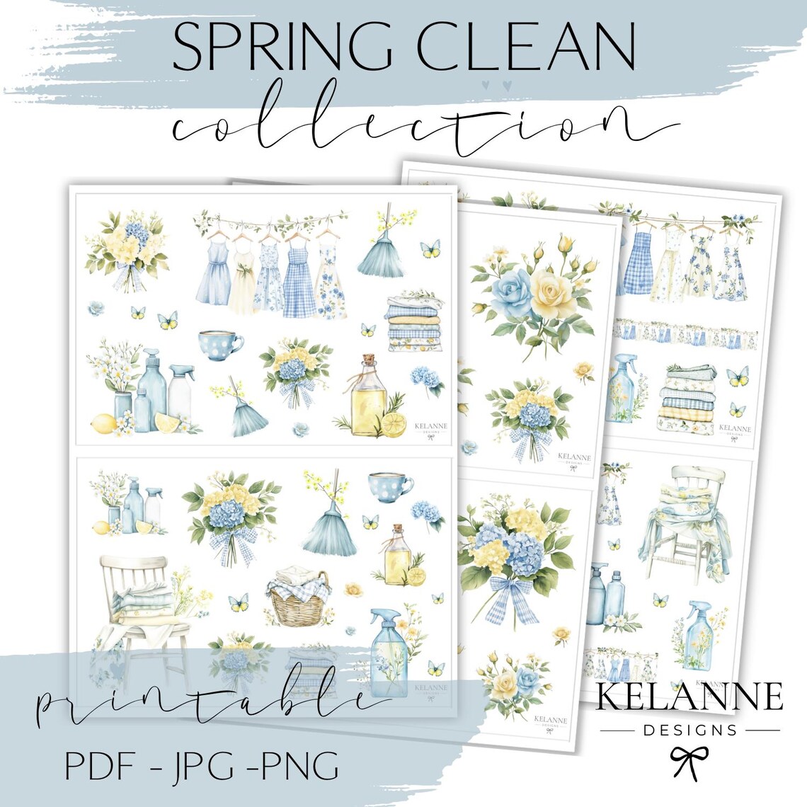 Spring Clean Collection Printable Stickers Bundle, Spring Clean Theme ...