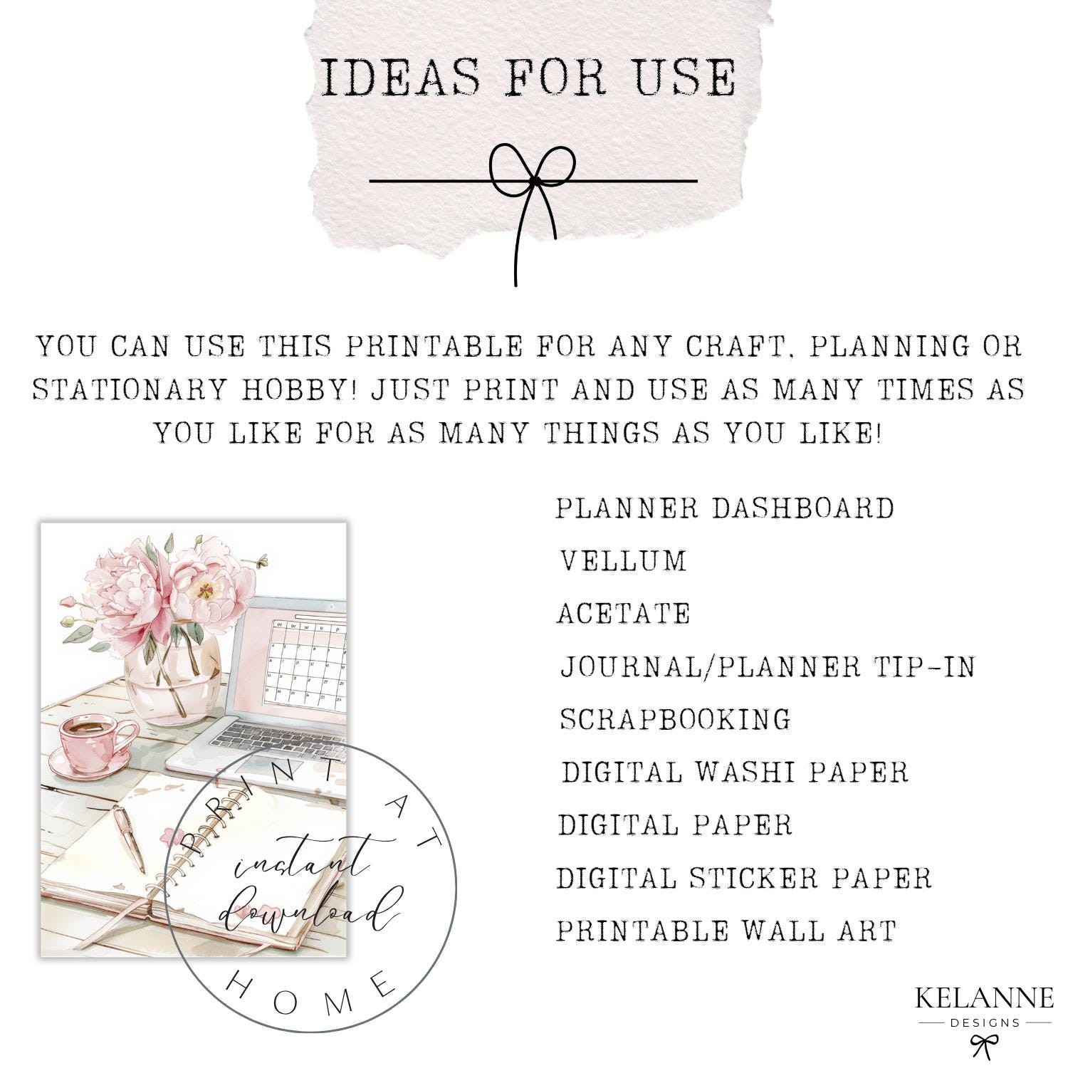 Desk Scene Printable Dashboard, Printable Planner Dashboard, Planner ...