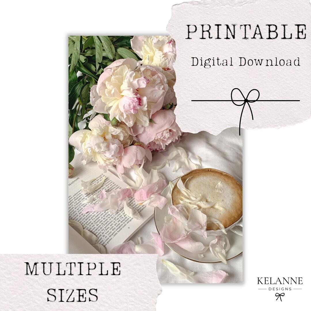 Peonies and Coffee Scene Printable, Printable Planner Dashboard ...