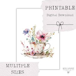 Floral Tea Cup Printable Planner Dashboard (Digital Download)