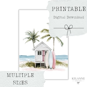 Miami Beach Surf Shack druckbare Planer Dashboard, Miami Beach Hütte Szene, Dashboard druckbare, druckbare Papiere, druckbare Pergamentpapiere