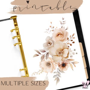 Tableau de bord floral neutre imprimable, tableau de bord organisateur floral beige imprimable, tableau de bord floral imprimable, tableau de bord organisateur, imprimé fleurs