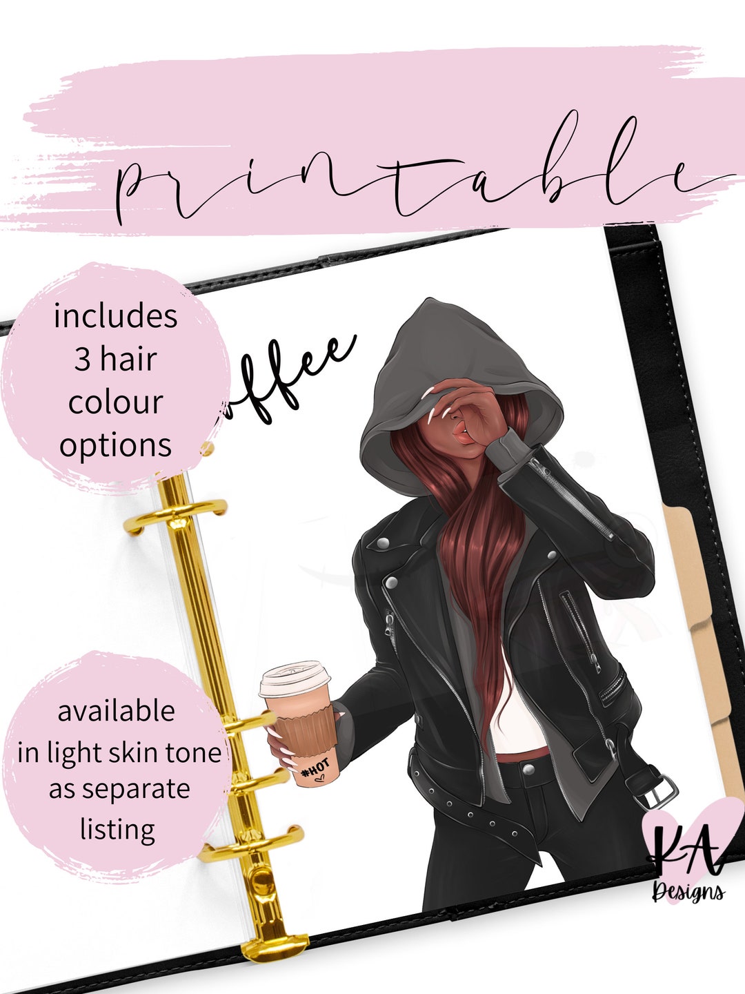 Fashion Girl Coffee Planner Dashboard Printable: Multiple Sizes ...