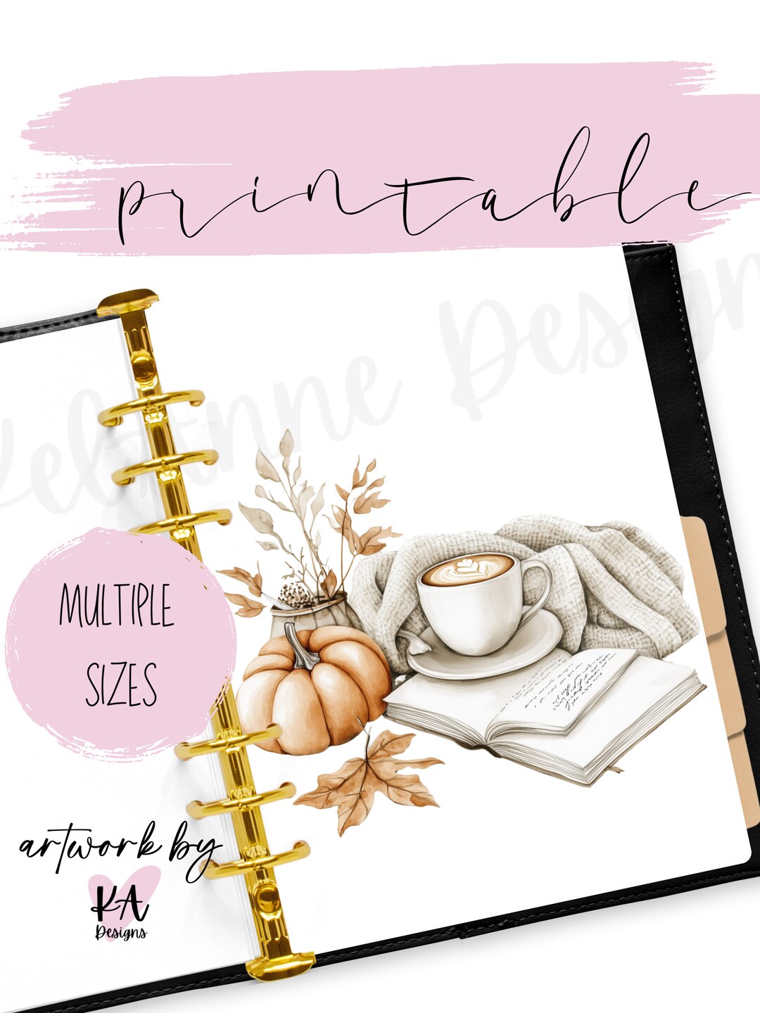 Cosy Fall Scene, Book Lap Top Coffee and Pumpkin Dashboard Printable ...