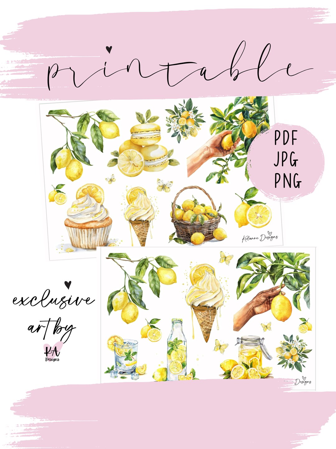 Lemon Fresh Printable Stickers, Lemon Printable Summer Deco Stickers ...