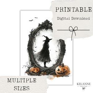 Spooky Halloween girl in mirror printable planner dashboard, halloween dashboard, printable halloween dashboard, halloween printable