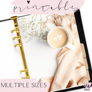 Coffee and flowers printable planner dashboard, dashboard printable, planner dashboard, coffee dashboard, coffee and florals printable