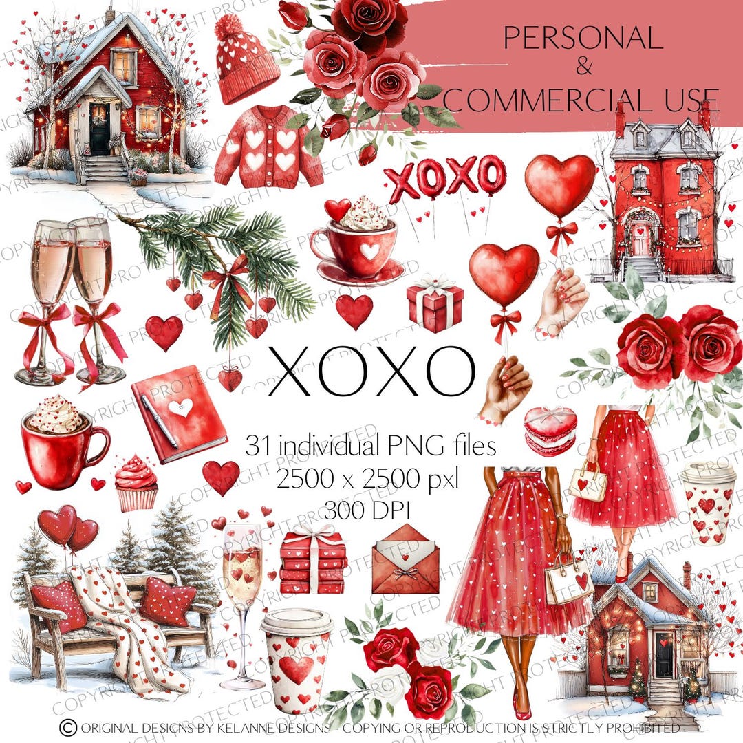 XOXO PNG Files, Digital Stickers, Digital Planning Png, Valentine Png ...