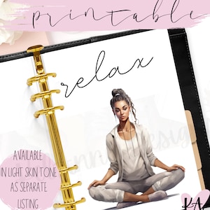 Entspannen Sie sich Yoga Mädchen Dashboard zum Ausdrucken, Planer Dashboard zum Ausdrucken, Relax Planer Dashboard, Yoga Planer Dashboard zum Ausdrucken