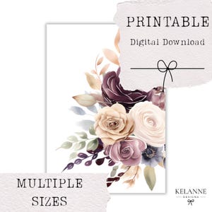 Plum floral printable planner dashboard, floral vellum, floral paper, printable planner dashboard, plum florals dashboard, floral print,