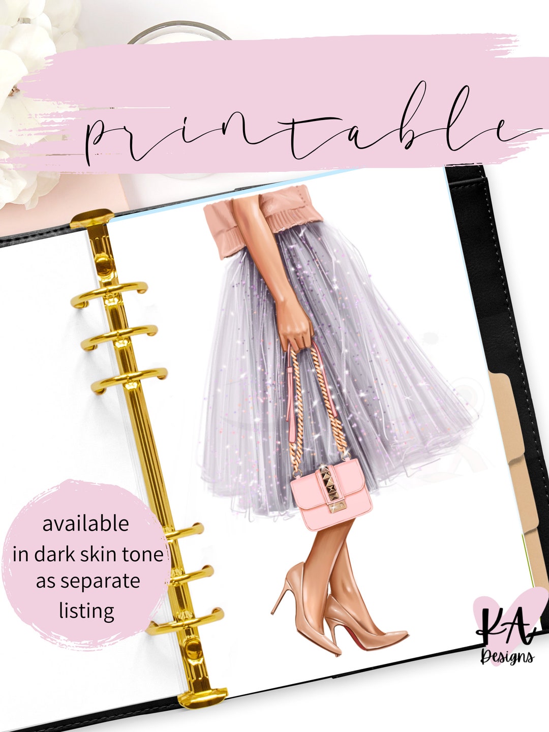 Printable Planner Dashboard, Fashion Girl Planner Dashboard, Fashion