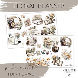 Floral planner printable stickers, printable floral planning stickers, planning stickers, journal stickers, planning floral printable deco