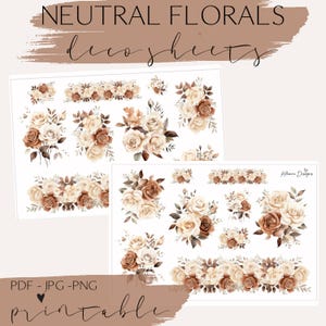 Adesivi decorativi floreali neutri, adesivi floreali stampabili, adesivi decorativi floreali stampabili, adesivi floreali, adesivi decorativi per planner stampabili