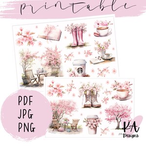 Cherry Blossom Printable Planner Stickers, Cherry Blossom Deco Stickers ...
