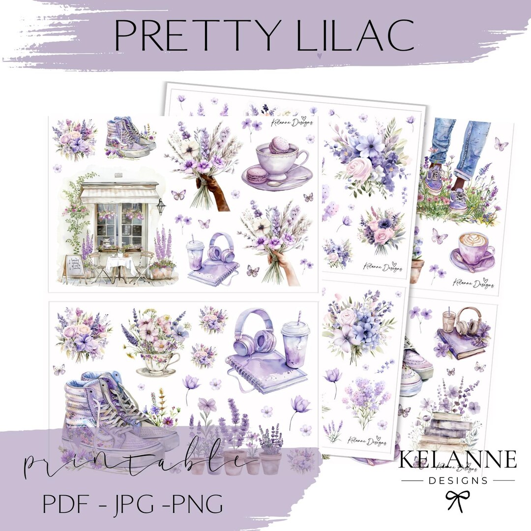 Sticker Note Lilac Lilac Planner Printable Sticker Bundle, Lilac Planning Printable ...