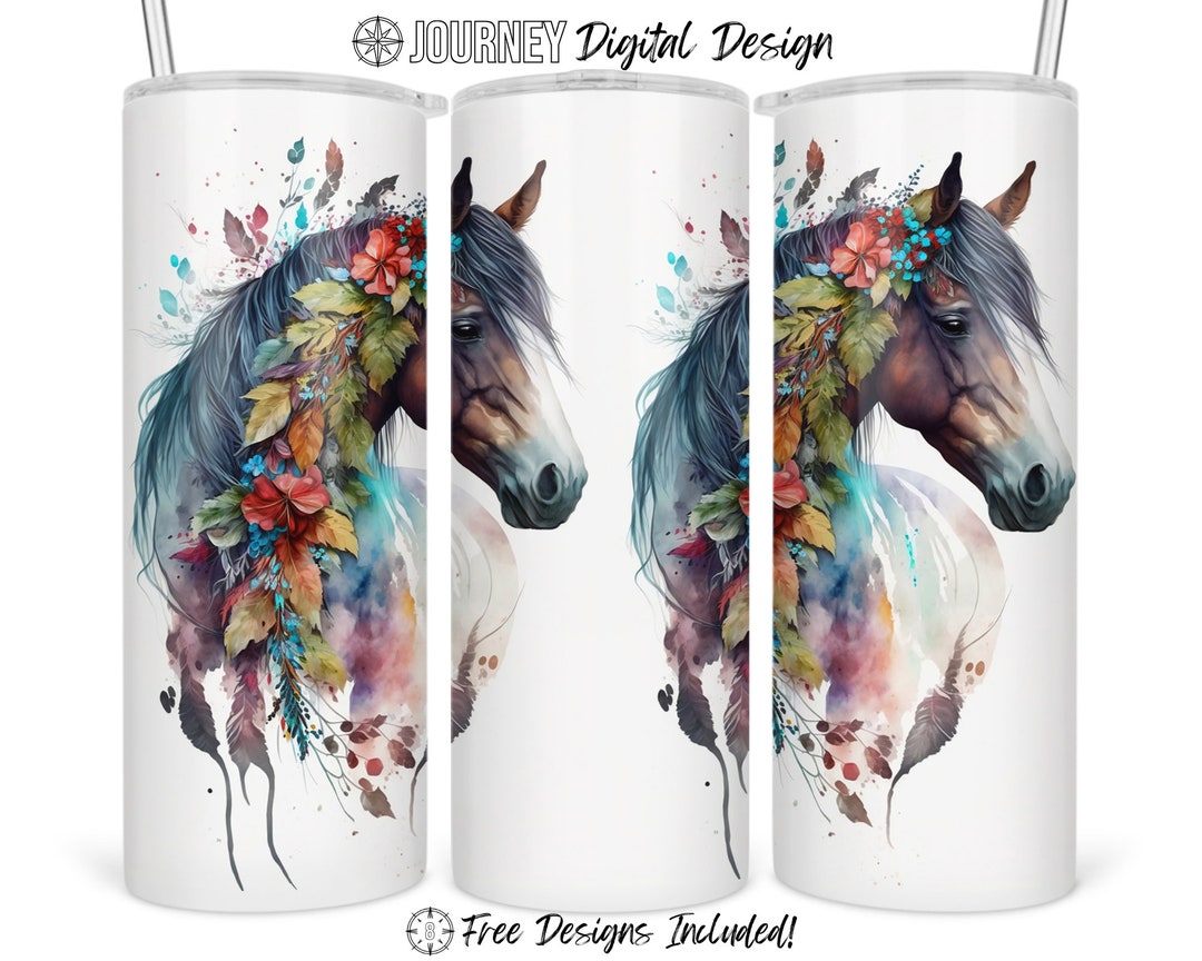 Horse Tumbler Design, Horse Lover, Boho Horse Wrap, Horse Sublimation ...