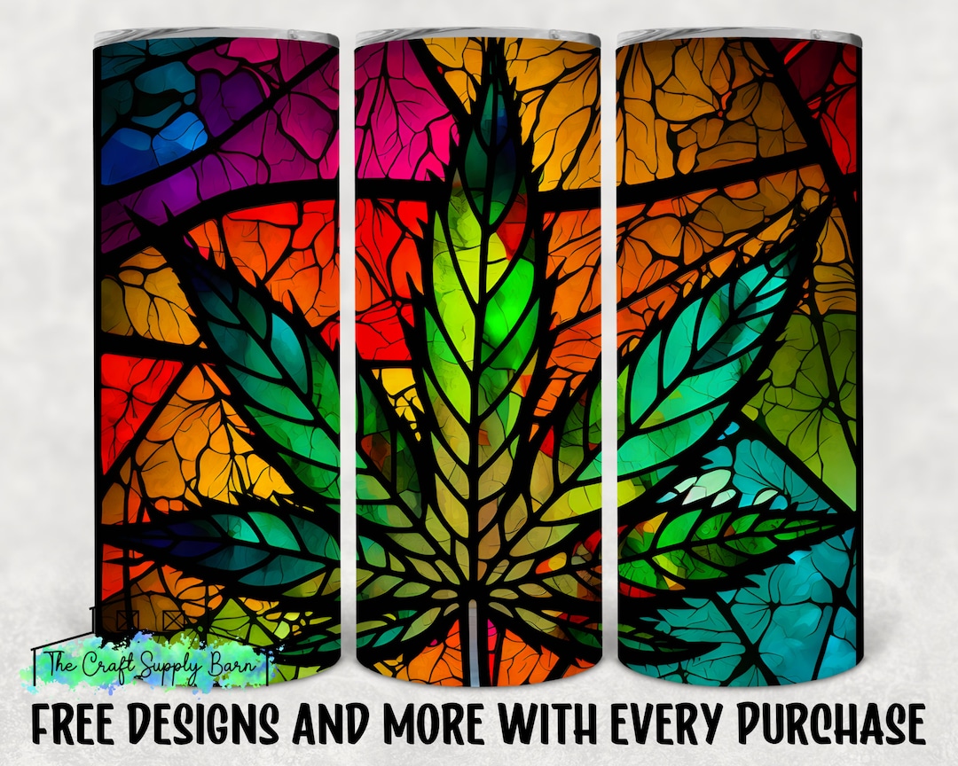 Stained Glass Marijuana Leaf Tumbler Design Marijuana Stained Etsy