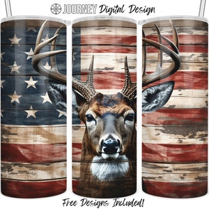 US Flag Deer tumbler wrap, American flag deer sublimation tumbler design, whitetail buck 20 oz sublimation tumbler wrap digital download png