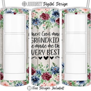 Grandkids photo tumbler design, picture tumbler, god made, best, grandchildren, seamless, sublimation, 20 oz skinny straight tumbler design