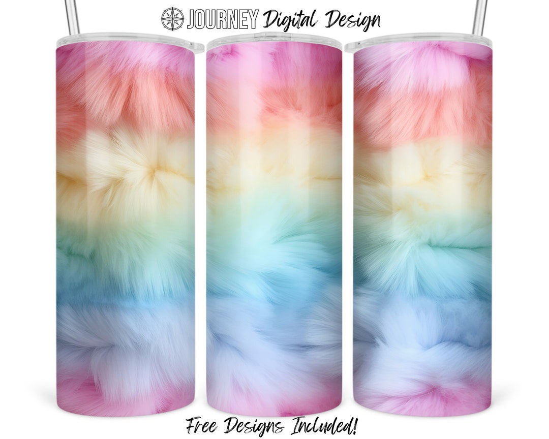 Rainbow Fur Tumbler Design, Fur Background Sublimation Design, Colorful Fur Background 20 Oz
