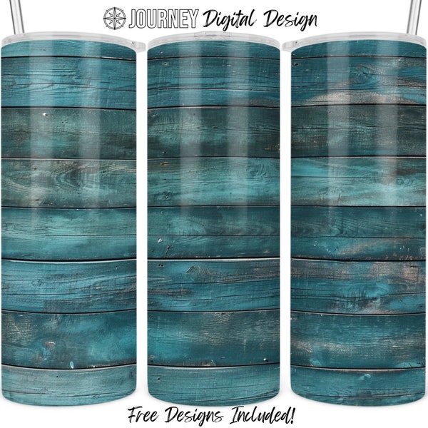 Rustic teal wood sublimation design, barn wood tumbler wrap, teal wood tumbler png, seamless tumbler design, 20oz tumbler, instant download