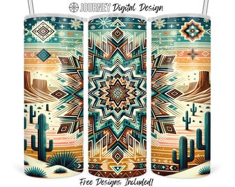 Southwest aztec tumbler wrap, western tumbler png, southwest tumbler design, desert aztec sublimation 20oz tumbler png, instant download
