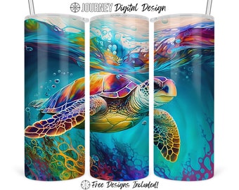 Alcohol ink sea turtle tumbler design, sea turtle wrap, ocean, alcohol ink png, 20 oz sublimation tumbler, tumbler wrap, digital download