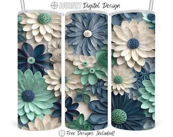 3D flower tumbler design, 3D sublimation design, 3D flower wrap png, 3d flower tumbler wrap 20 oz sublimation tumbler wrap digital download