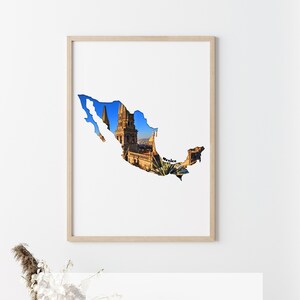 Mexique Carte d’art mural | | de décoration intérieure mexicaine imprimable | d’impression par téléchargement numérique Affiche de carte sur toile des Caraïbes | Autocollant Tshirt Graphique