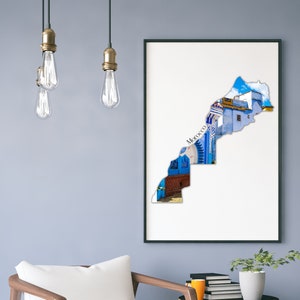 Morocco Wall Art Map | Printable Digital Download Canvas Moroccan Design | Home Decoration | African Country Map Art | Sticker Graphic