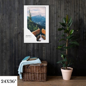 Banff, Kanada Leinwanddruck | Bergstil Wanddekoration | Lebendige, hochwertige Alberta Karte | Einzigartige Geschenke für Reisende