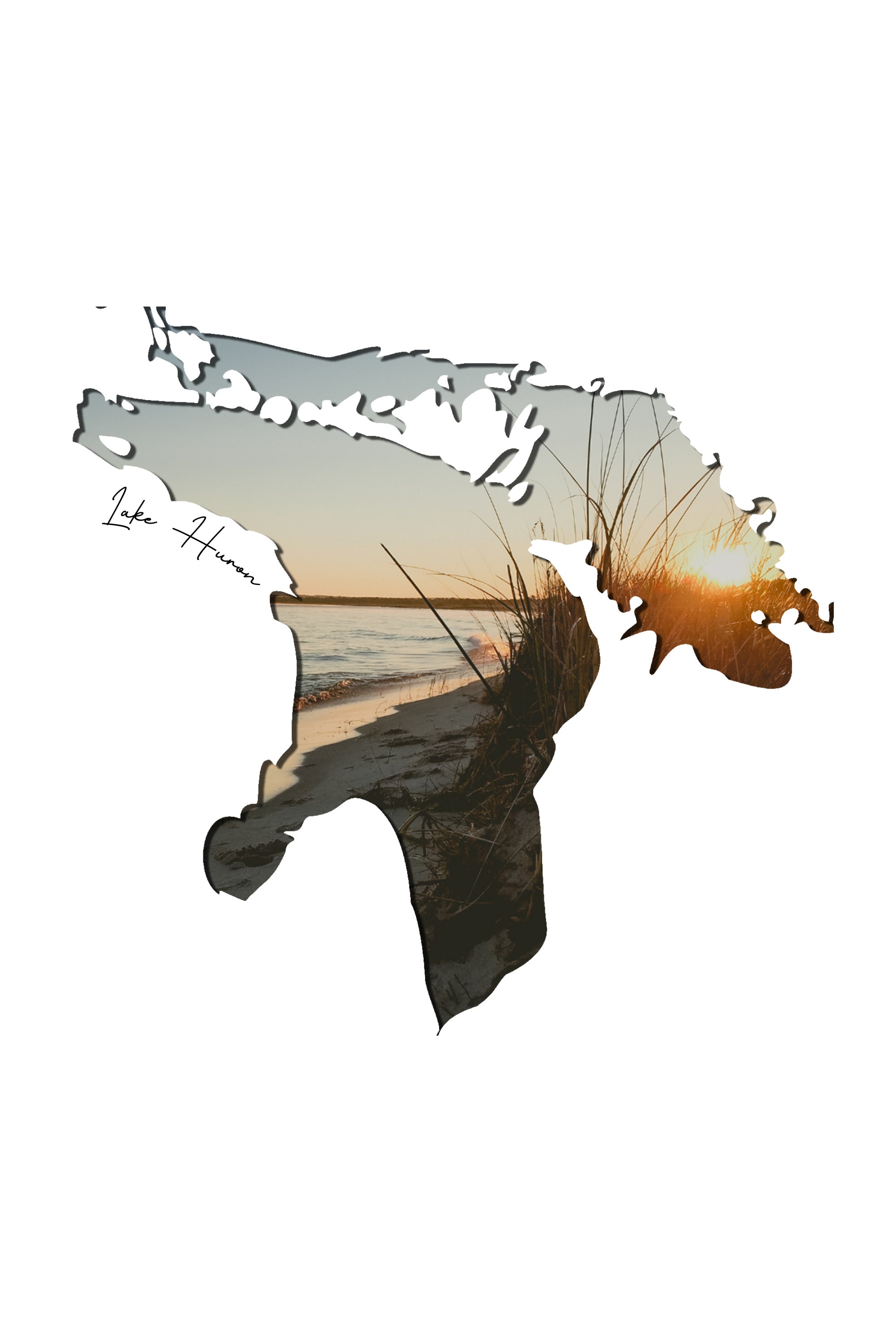 Lake Huron Wall Art Map Great Lakes Photography Modern Shore House