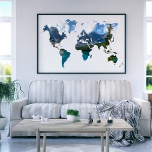 World Map Wall Art | Landscape Printables | Global World Canvas ...