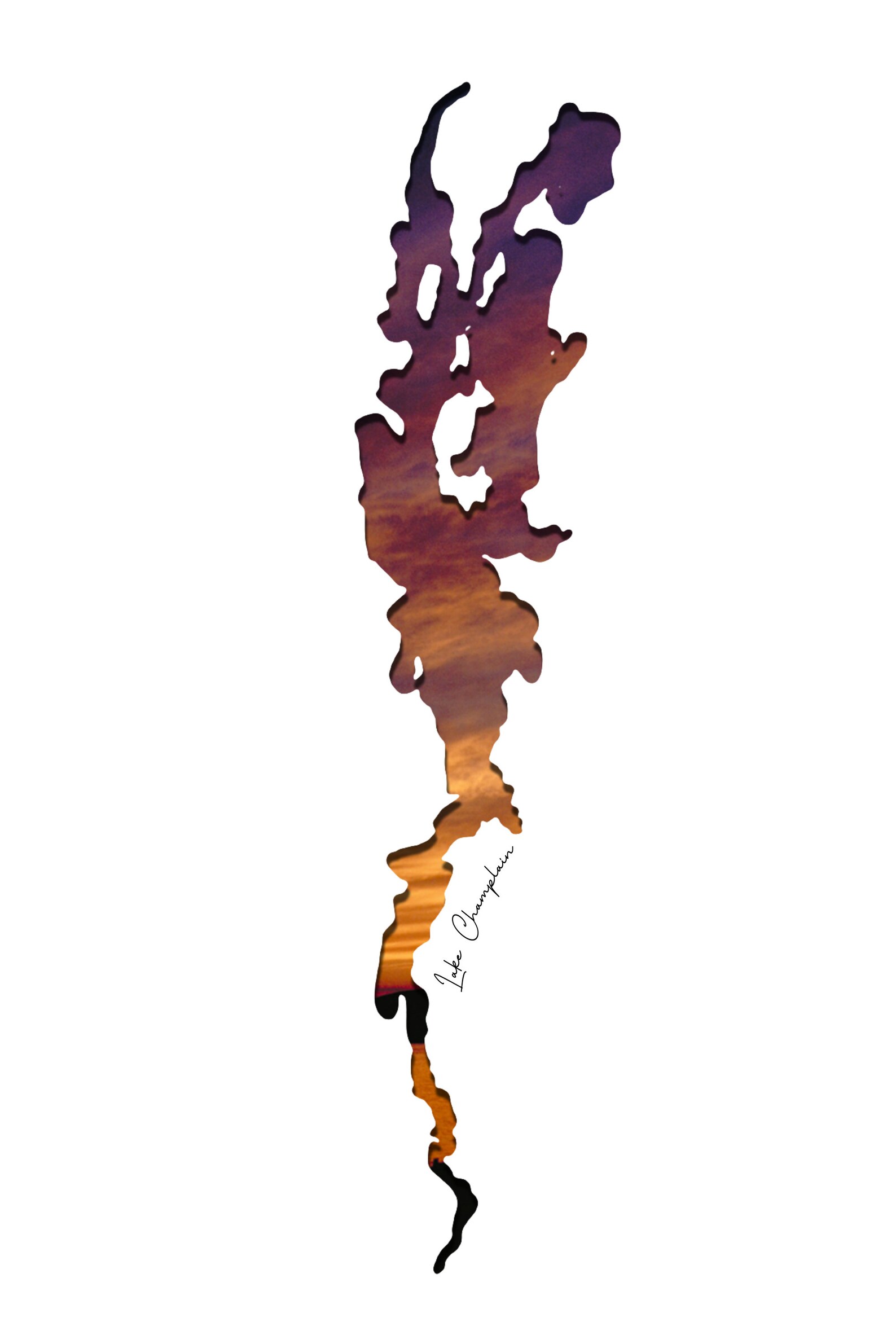 Lake Champlain Wall Art Map Upstate New York Photography Modern Lake