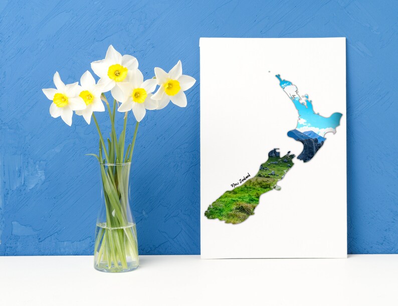 New Zealand Wall Art Map Printable Digital Download Canvas Home Decoration Country Landscape