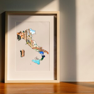 Italy Wall Art Map / Printable Digital Download Canvas / Italian Design Home Decoration / Mediterranean Country Map / Sticker / Graphic