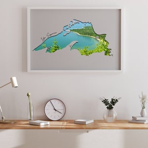Wandkarte See Superior | Tolle Seen Fotografie | Modernes Seehaus Design | Landschaft Landschaft Dekor | Reise Sticker | Herunterladbare