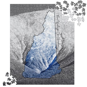 Mount Washington, New Hampshire Karte Puzzle | Winter Landschaft Puzzle | Regionale Reise Souvenir Brettspiele für Erwachsene