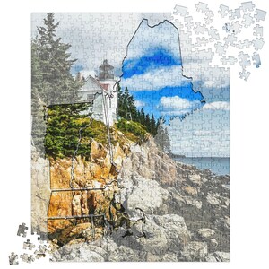 Puzzle de la carte côtière de la Nouvelle-Angleterre pour adultes | Paysage géographique Puzzle | Jeu de voyage régional pour la retraite