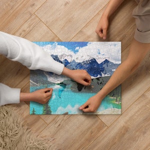 Carte du monde Puzzle | Présents sur le thème de la montagne | Puzzle cartographique de Banff Canada dynamique et de haute qualité | Cadeaux uniques pour les voyageurs