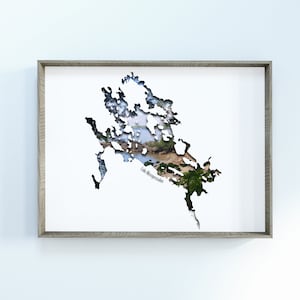 Lake Winnipesaukee Wall Art Kaart | New Hampshire Design Home Decoratie | Afdrukbare digitale download print canvas blauwe meren regio | Sticker