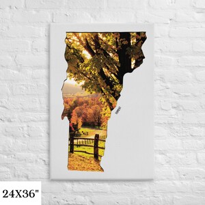 | d’impression sur toile tendue du Vermont Décoration murale de campagne | | photo couleurs d’automne | unique de carte Shapefill Décor de paysage aux tons naturels