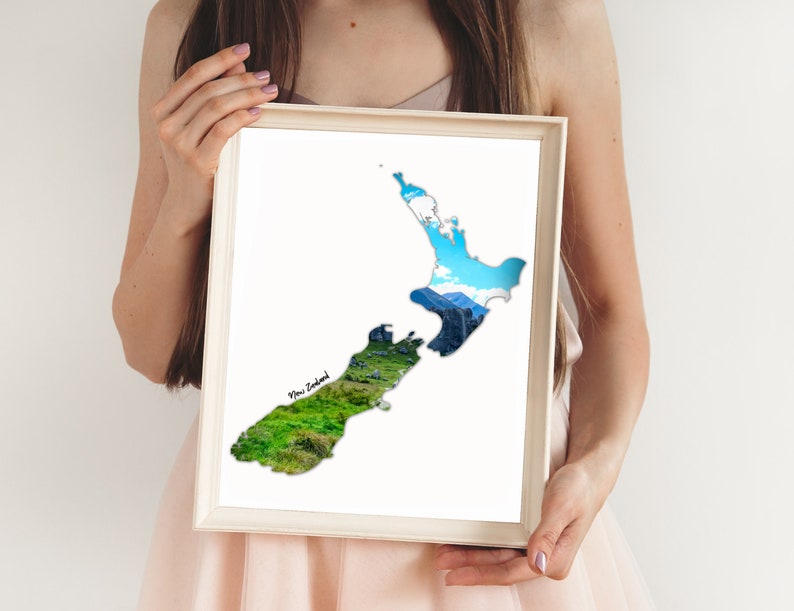 New Zealand Wall Art Map Printable Digital Download Canvas Home Decoration Country Landscape
