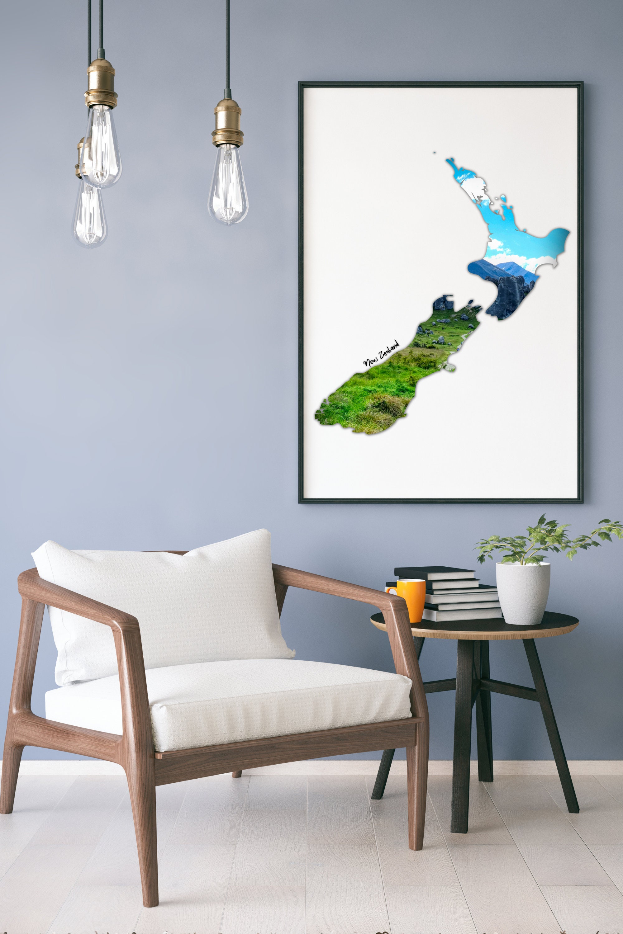New Zealand Wall Art Map Printable Digital Download Canvas Home