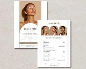 DIY Beauty Salon Flyer Templates Design, Hair Nail Makeup Salon, Editable Printable, Medspa Price Esthetician Beautician Botox Filler Canva